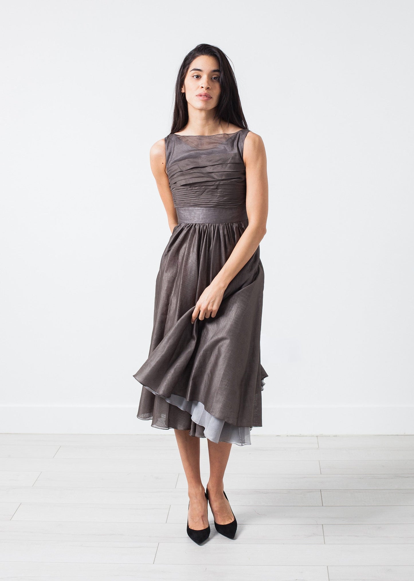 Voile Dress in Grey Pearl