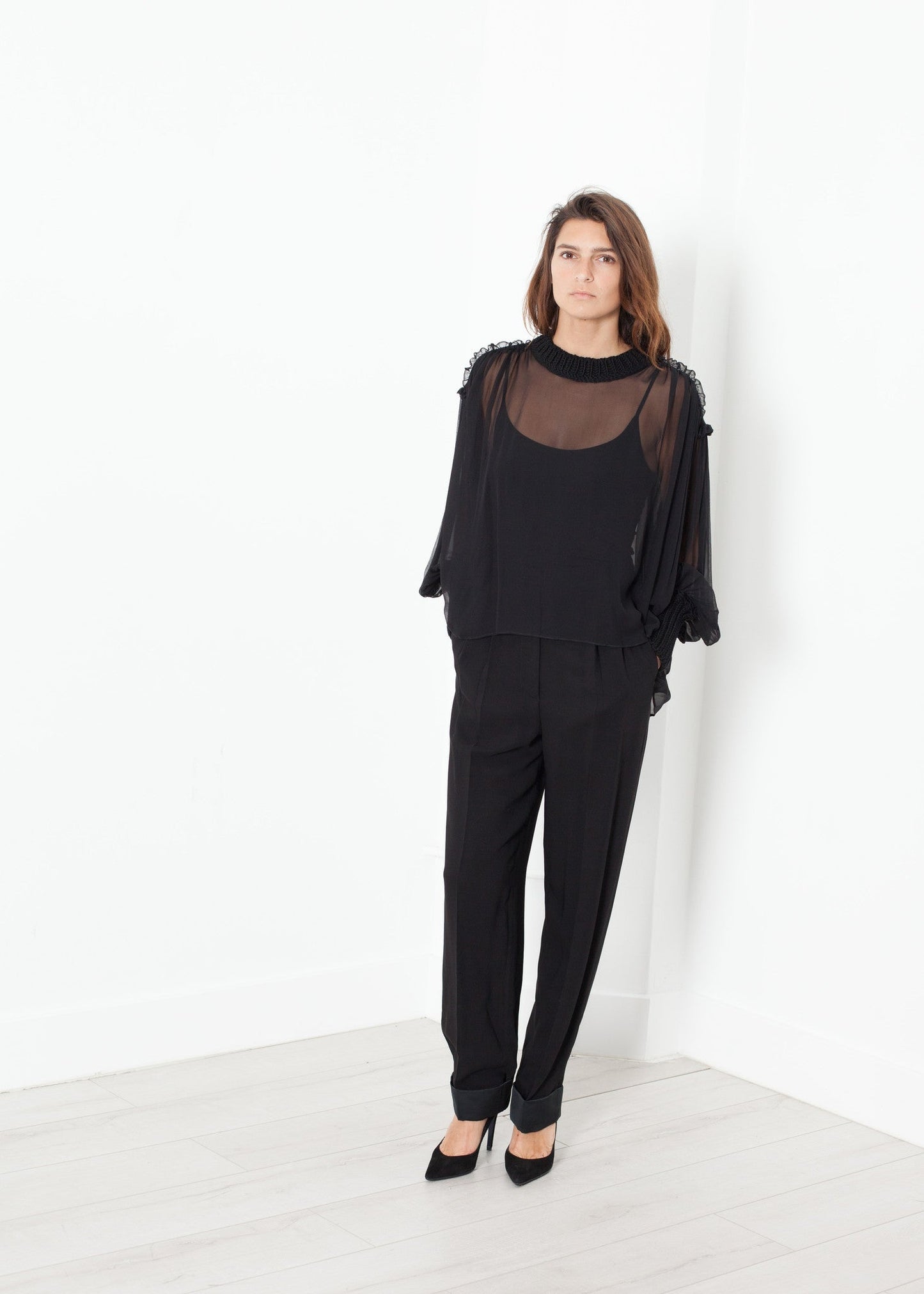 Poet Silk Sweater in Black